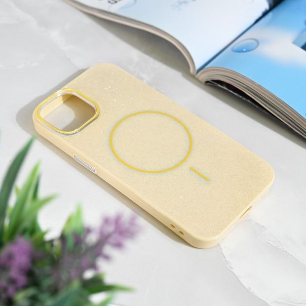 Maska za iPhone 13 6.1 MagSafe Sparkle Dust žuta - 222581