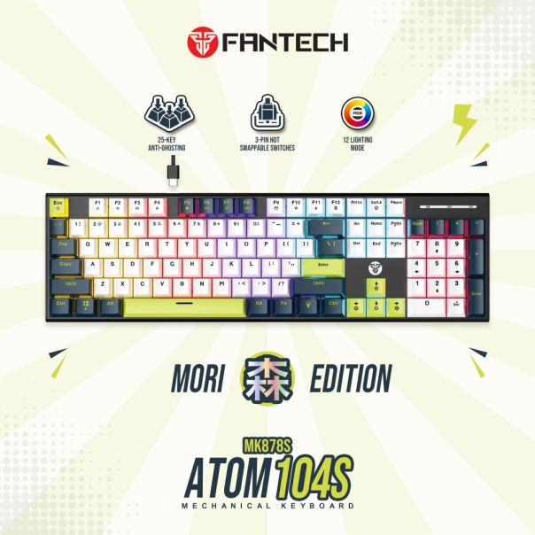 FANTECH Tastatura Mehanicka Gaming MK878S RGB Atom 104S Mori bela (Rosie switch) - EP3169523
