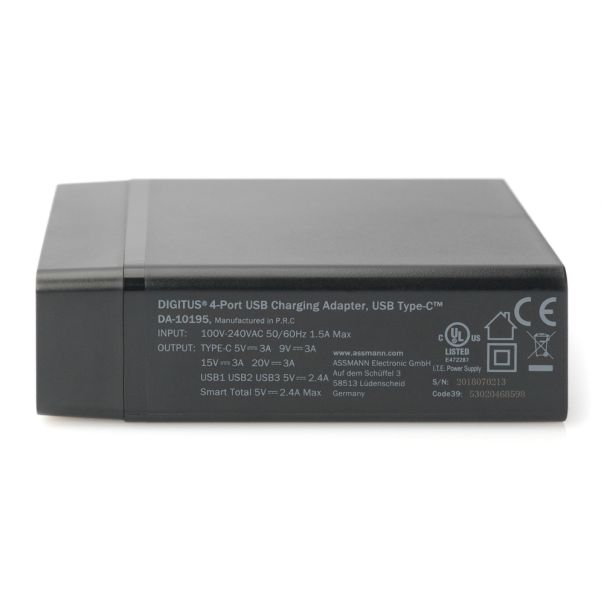 DIGITUS Univerzalni punjač 72W DA-10195,1.2m, crna - DA-10195