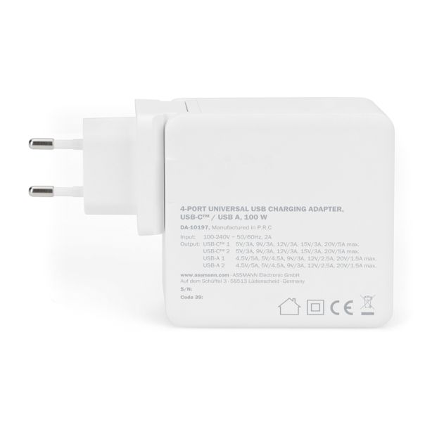 DIGITUS Univerzalni GaN zidni punjač DA-10197, 100W, bela - DA-10197