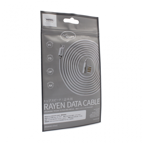 Data kabl REMAX Rayen RC-075m micro USB sivi 1m - 51884