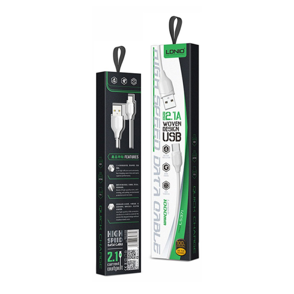 Kabel LDNIO LS371 USB na Type-C beli 1m - 029958