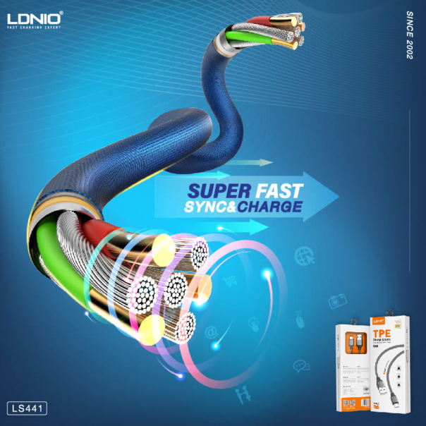 Kabel LDNIO LS441 USB na Type-C sivi 1m - 044397