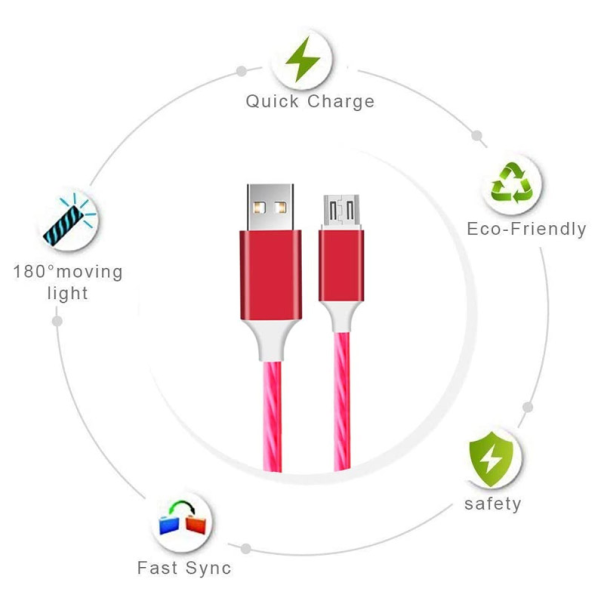 Kabel LED Micro USB plavi. - 046286