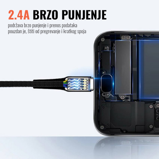 Kabel Teracell Evolution CA-320 iPhone Lightning 2.4A crni 1m - 040638