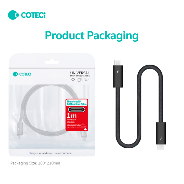 Data kabl Coteci Thunderbolt 87315 40Gbps 100W 8k PD Type C na Type C crni 1m - 223747