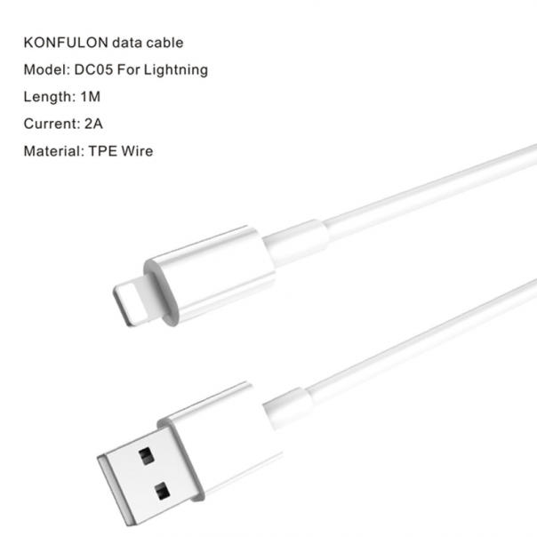 Data kabl KONFULON DC05 za iphone lightning beli 1m - 83680-1