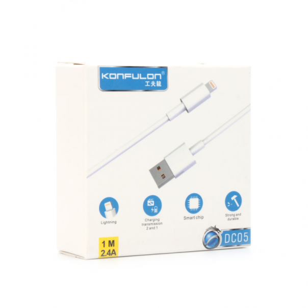 Data kabl KONFULON DC05 za iphone lightning beli 1m - 83680-1