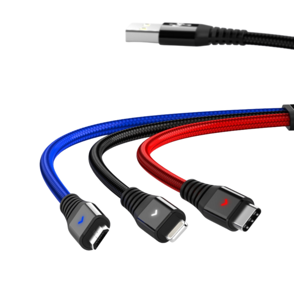 Data kabl KONFULON DC08, 2.4A, 3u1 USB na micro, lightning, Type C 1.2m - 218355