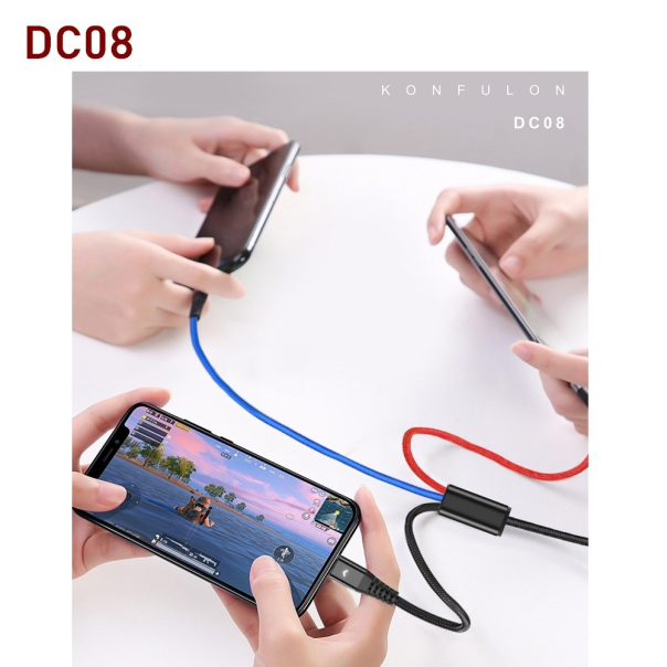 Data kabl KONFULON DC08, 2.4A, 3u1 USB na micro, lightning, Type C 1.2m - 218355