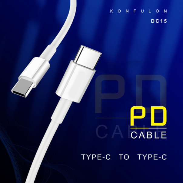 Data kabl KONFULON DC15 PD 60W Super Fast Charge Type C na Type C beli 1m - 205922