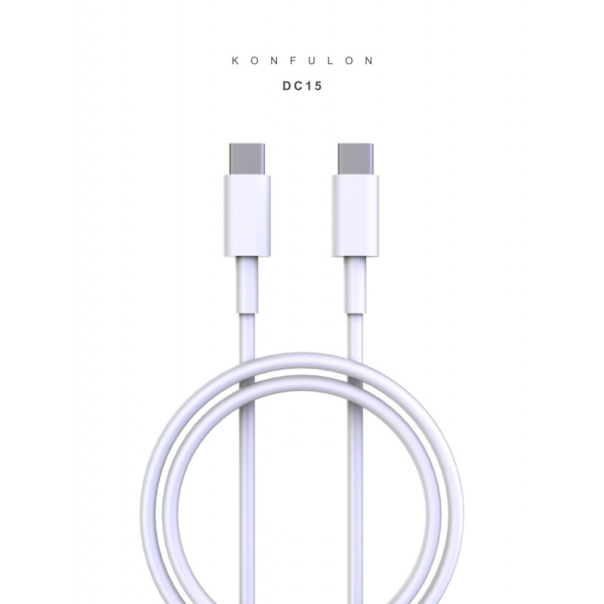 Data kabl KONFULON DC15 PD 60W Super Fast Charge Type C na Type C beli 1m - 205922