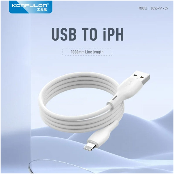 Data kabl KONFULON DC54, 2.4A, USB iPhone Lightning beli 1m - 222950