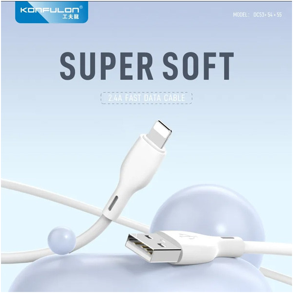 Data kabl KONFULON DC54, 2.4A, USB iPhone Lightning beli 1m - 222950