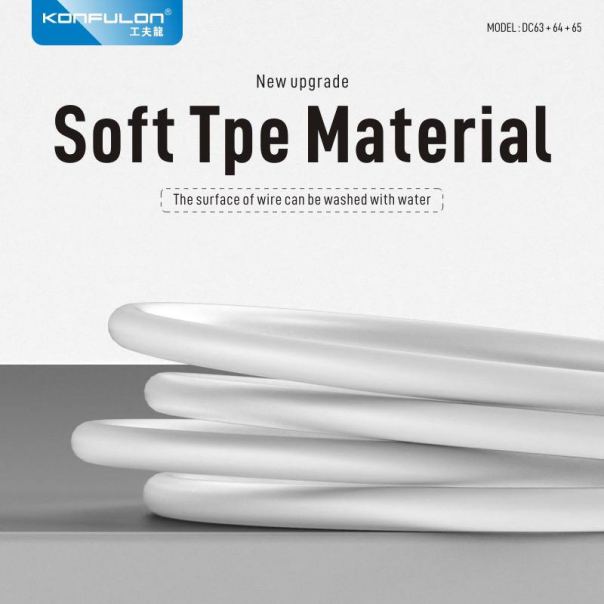 Data kabl KONFULON DC64, 3A, USB iPhone Lightning beli 1m - 216694