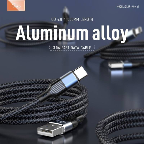 Kabel KONFULON Joko DL41 3A, 120W, USB na Type-C sivi 1m - 610488