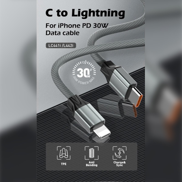 Data kabl LDNIO LC441C 65w, iph15, Type C na Type C sivi 1m - 218214