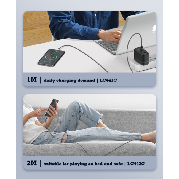 Data kabl LDNIO LC442C 65w, Type C na Type C sivi 2m - 215598-1