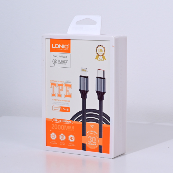Data kabl LDNIO LC442I 30w, Type C na iPhone Lightning sivi 2m - 215601