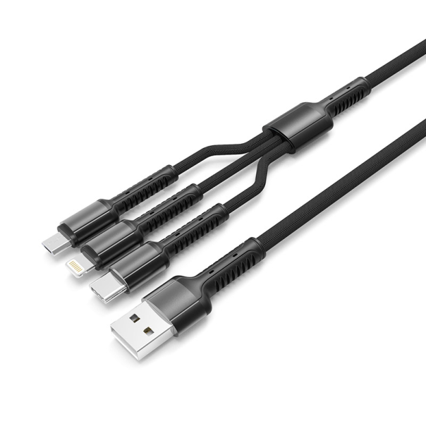 Data kabl LDNIO LC93 za iPhone lightning/Micro USB/Type C sivi 1.2m - 67319-1