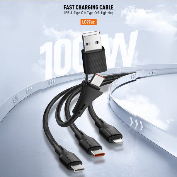 Data kabl LDNIO LC97 uc 100W 4 u 1 crni 1.2m - 220797