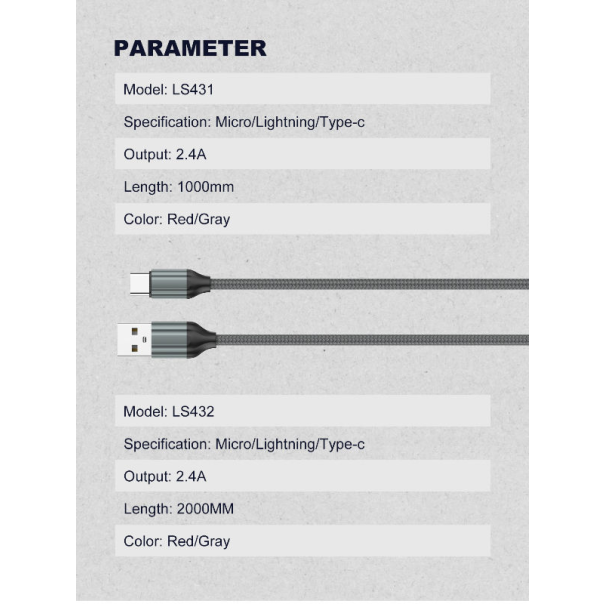 Data kabl LDNIO LS432 Type C crni 2m - 96540-1