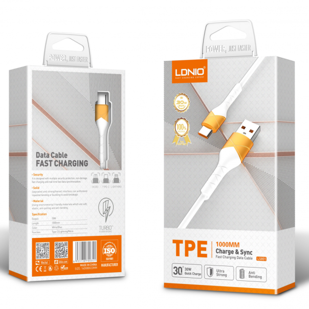 Data kabl Ldnio LS801 30W Fast micro USB beli 1m - 210395