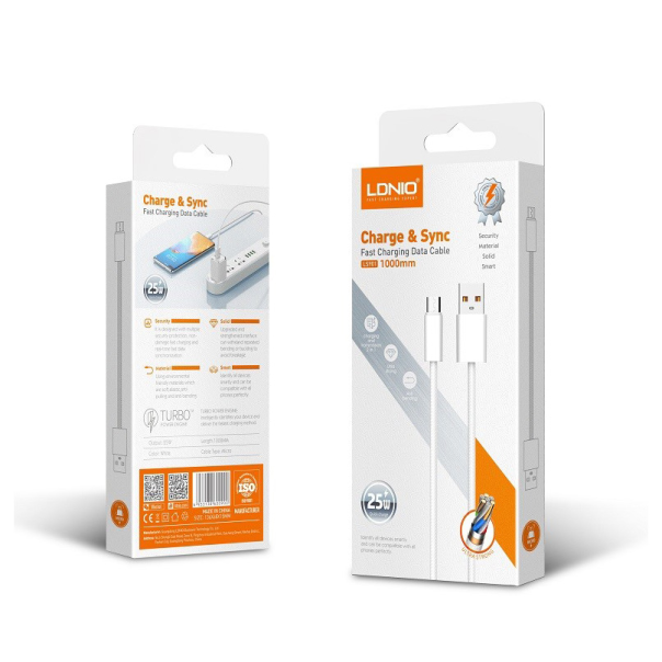 Data kabl LDNIO LS901 25W Fast micro USB beli 1m - 221851