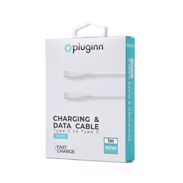 Data kabl Pluginn PI-PD 60W Type C na Type C beli 1m - 217323