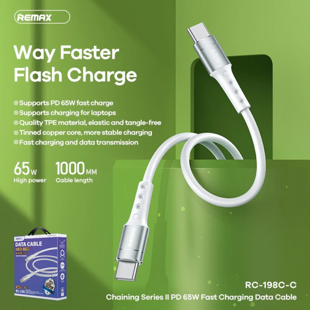 Data kabl REMAX Chaining Series II PD 65W Fast Charging RC-198 Type C na Type C beli - 210765