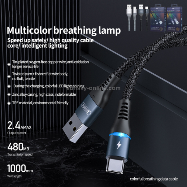 Data kabl REMAX Colorful RC-152a Type C sivi 1m - 200908