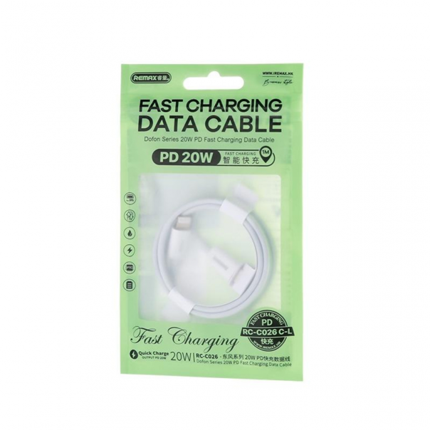 Data kabl REMAX Dofon Series 20W PD Fast Charging  1M  RC-C026 Type C na iPhone lightning beli - 210763