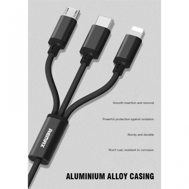 Data kabl REMAX Gition RC-131 3u1 za iPhone Lightning/Micro USB/Type C crni 1m - 75860