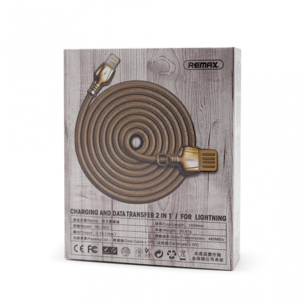 Data kabl REMAX King RC-063i za iPhone lightning zlatni 1m - 53997