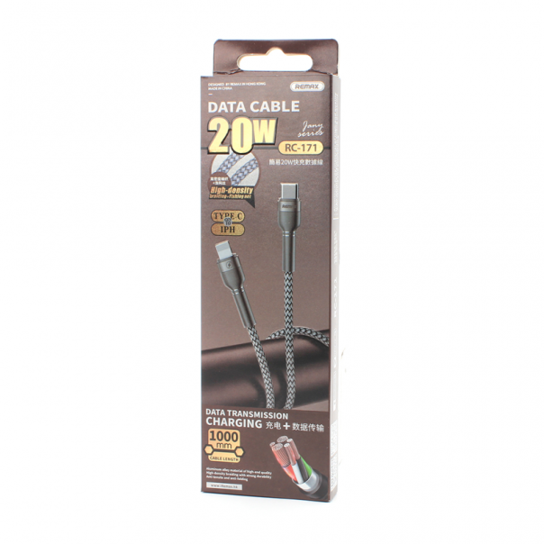 Data kabl REMAX Fast charging 20W PD RC-171 Type C na iPhone lightning srebrni 1m - 91475