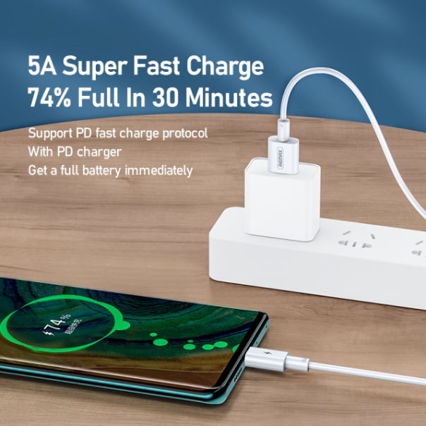 Data kabl REMAX RC-175c 100W PD Fast-charging Type C na Type C beli - 92174