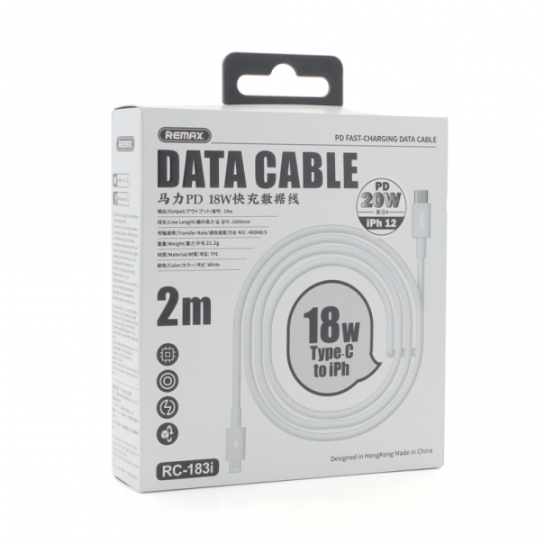 Data kabl REMAX RC-183 PD 20W Type C na iPhone lightning 2m beli - 89782