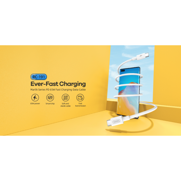 Data kabl REMAX RC-191 Fast Charging PD 65W Type C na Type C beli - 99873