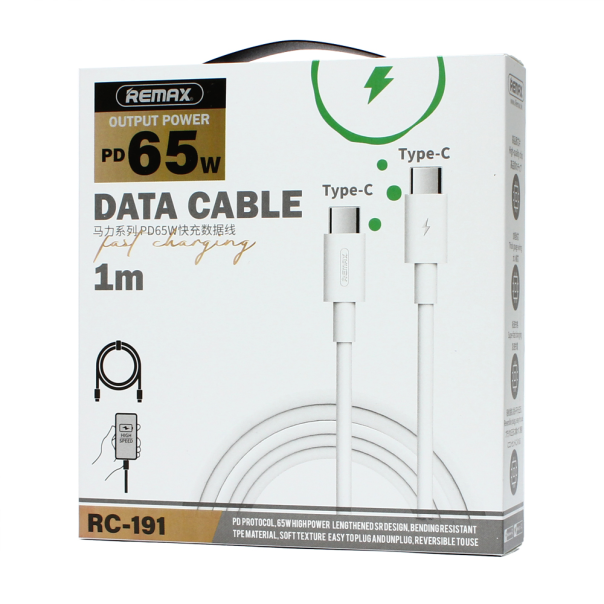Data kabl REMAX RC-191 Fast Charging PD 65W Type C na Type C beli - 99873