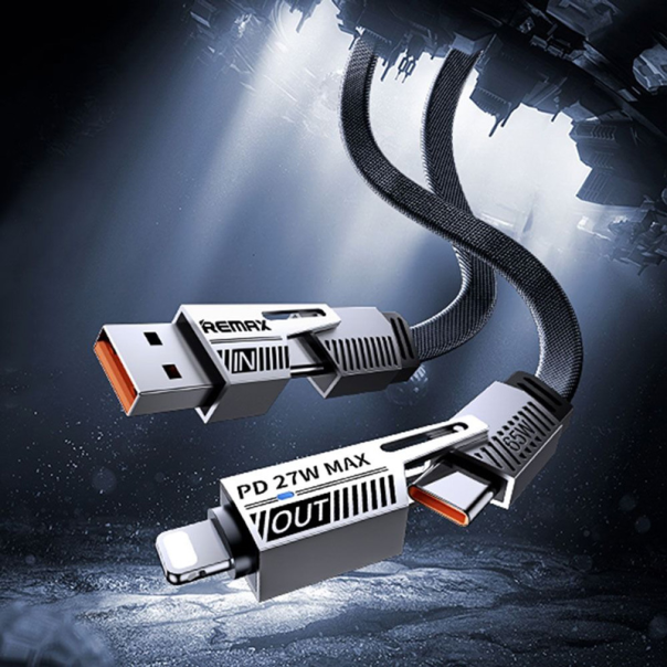 Data kabl REMAX RC-C189 PD 65W, QC 3.0 USB Lightning 27W, 2u1 crni 1m - 217299