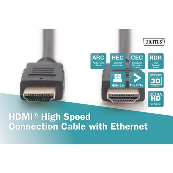 DIGITUS Kabl HDMI na HDMI 4K 1m, crna - DB-330123-010-S