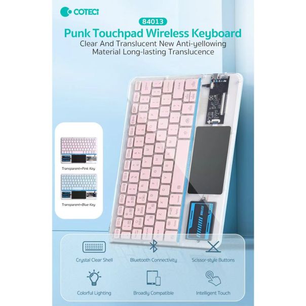 Tastatura Coteci Punk 84013 Wireless touchpad transparent pink - EP3055711
