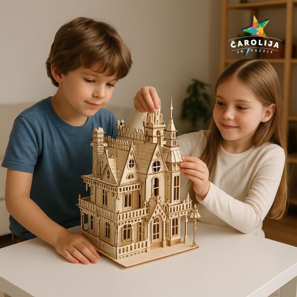 3D DRVENA PUZZLA - VILA FANTAZIJA SA NAMEŠTAJEM - 257-1-1-1-1-1