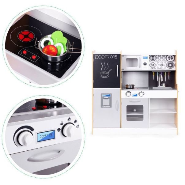 ECO TOYS Dečija kuhinja sa zvukom i led tablom za pisanje, metalni dodaci, mdf, 3+ godine, ecotoys - EP2749331