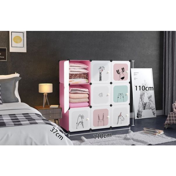 MODERNHOME Dečiji ormar sa 9 polica-Animals - MODEL_15229_1