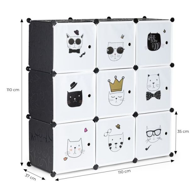 MODERNHOME Dečiji ormar sa 9 polica-Cats - PJJCBS0009-09D