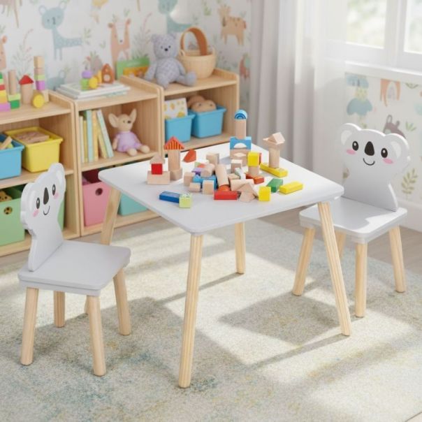 ECO TOYS Dečiji set nameštaja koala – sto + 2 stolice , ecotoys - EP2751982