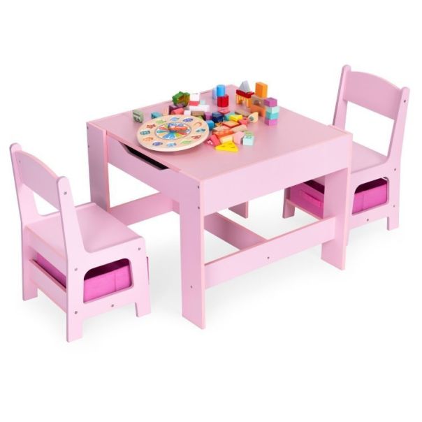 ECO TOYS Set dečji sto sa tablom za pisanje i stolice, roze - ZKC-1B