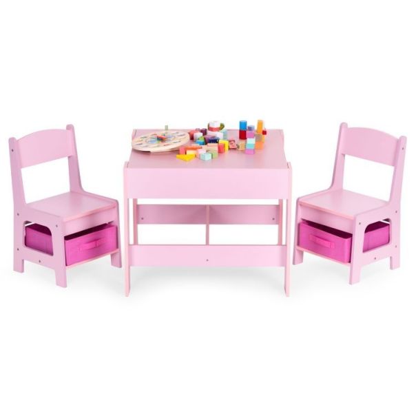 ECO TOYS Set dečji sto sa tablom za pisanje i stolice, roze - ZKC-1B