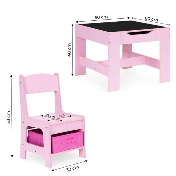 ECO TOYS Set dečji sto sa tablom za pisanje i stolice, roze - ZKC-1B